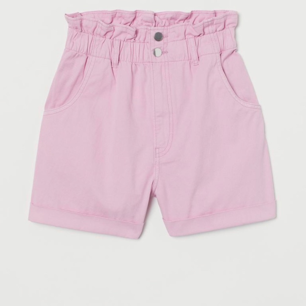 pink paperbag shorts h&m